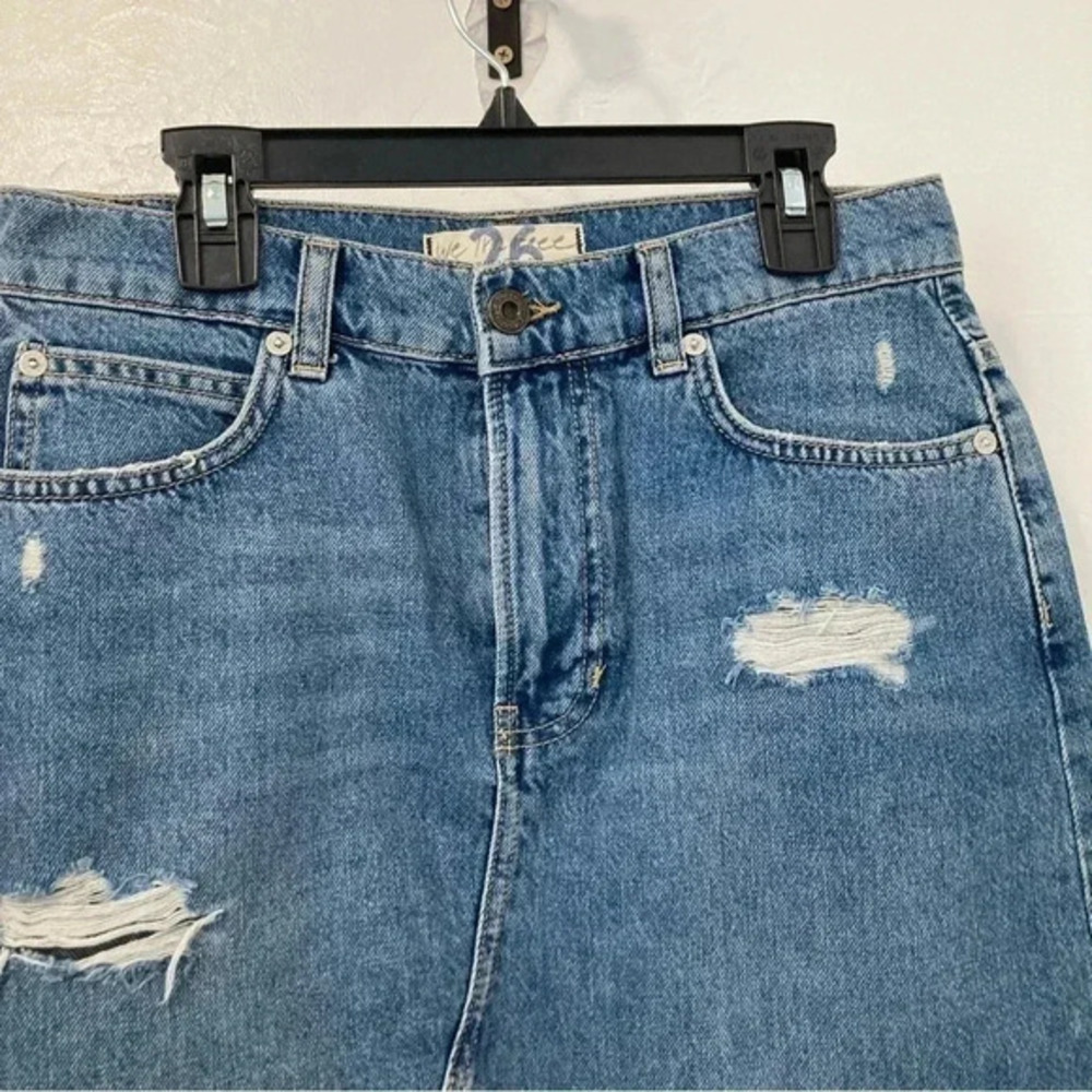 We The Free People Women's Sz 26 Jean Skirt Distressed Frayed